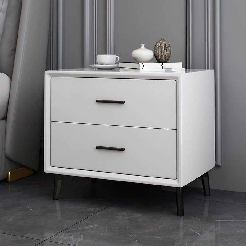 Modern Imitation Wood Nightstand 2-Drawer Storage 18 Inch H Night Table with Legs White Clearhalo 'Bedroom Furniture' 'furn' 'furn_night_stand' 'Furniture' 'night_stand' 'Nightstands' 5718401