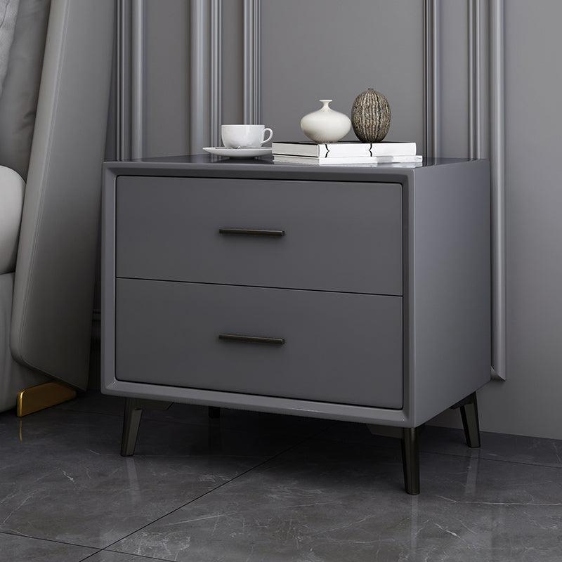 Modern Imitation Wood Nightstand 2-Drawer Storage 18 Inch H Night Table with Legs Dark Gray Clearhalo 'Bedroom Furniture' 'furn' 'furn_night_stand' 'Furniture' 'night_stand' 'Nightstands' 5718406