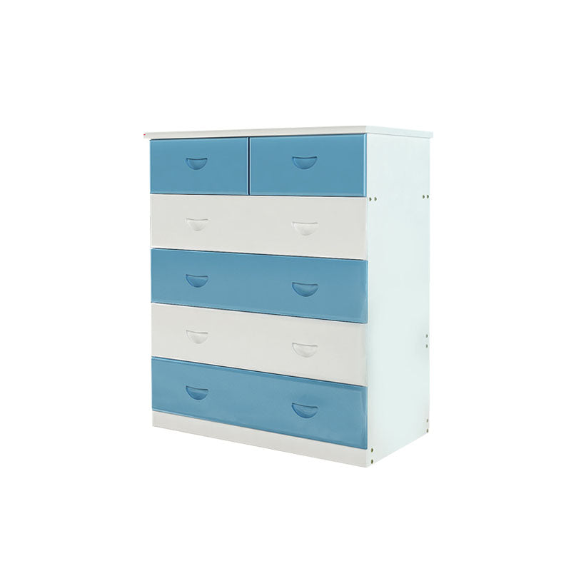 Modern Pine Wood Lingerie Chest 18" W Vertical Storage Chest with Drawers Blue-White 6 Clearhalo 'Bedroom Furniture' 'Dressers & Chests' 'dressers_chests' 'furn' 'furn_dressers_chests' 'Furniture' 5718498