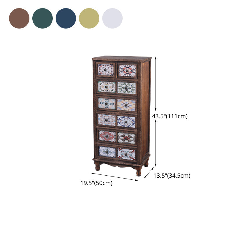 13,5 "W tradizionale cassa di lingerie in legno cassa verticale di stoccaggio con cassetti