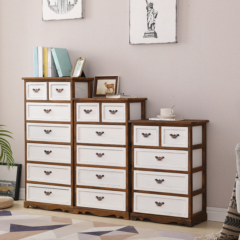 Casse di deposito verticale da 12 "W il torace in legno vintage con cassetti