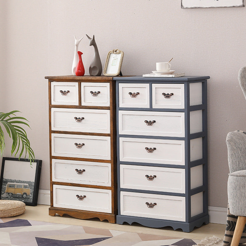 12" W Vintage Wood Lingerie Chest Vertical Storage Chest with Drawers