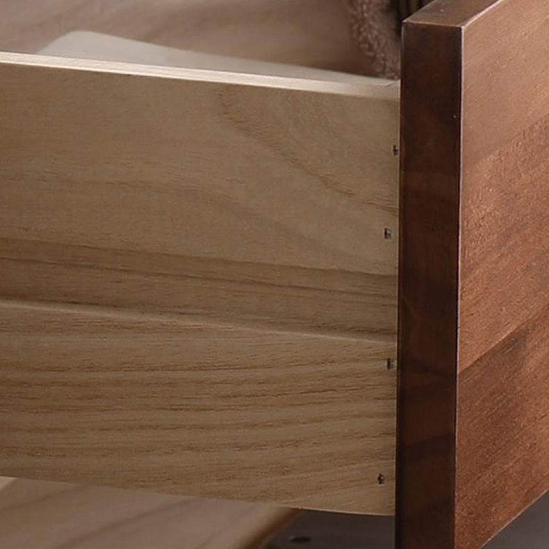 Consola de TV nórdica de madera maciza con 2 cajones y almacenamiento deslizante