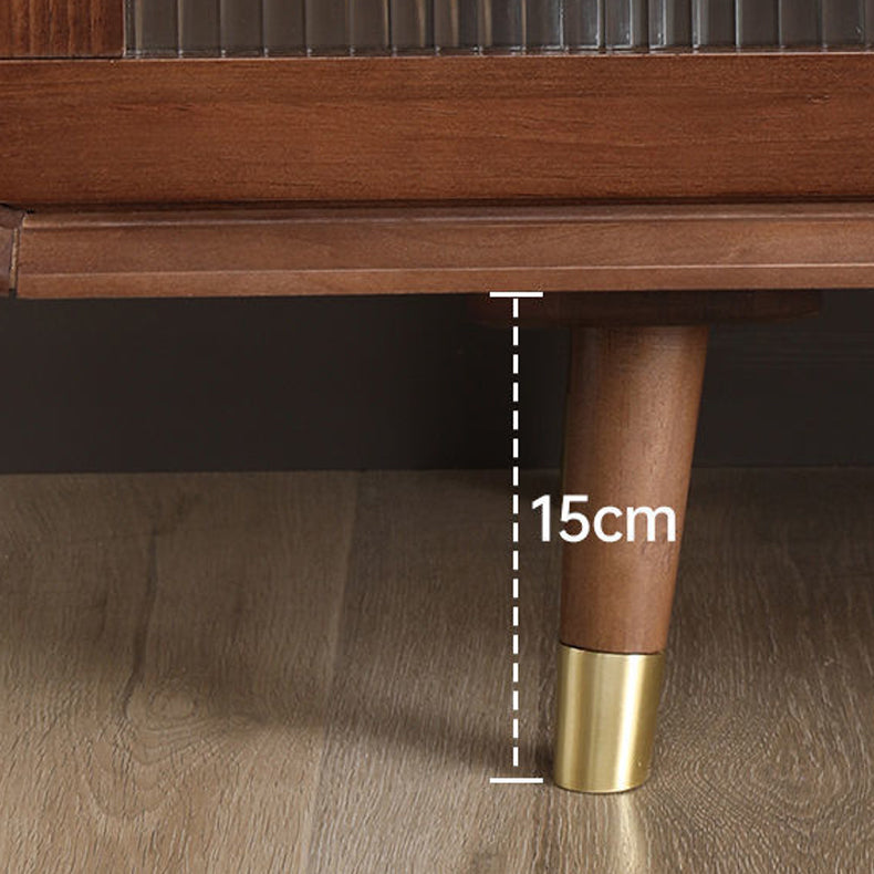 Consola de TV nórdica de madera maciza con 2 cajones y almacenamiento deslizante