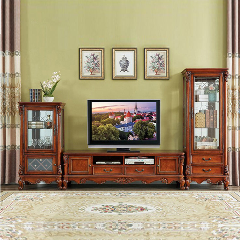 Solid Wood TV Console Traditional Enclosed TV Cabinet with Glide Drawers Clearhalo 'furn' 'furn_tv_stands_entertainment_centers' 'Furniture' 'Living Room Furniture' 'TV Stands & Entertainment Centers' 'TV Stands & Media Storage Furniture' 'tv_stands_entertainment_centers' 5718882