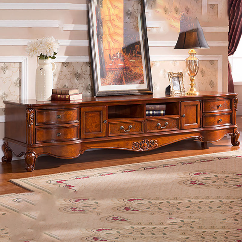 Solid Wood TV Console Traditional Enclosed TV Cabinet with Glide Drawers Clearhalo 'furn' 'furn_tv_stands_entertainment_centers' 'Furniture' 'Living Room Furniture' 'TV Stands & Entertainment Centers' 'TV Stands & Media Storage Furniture' 'tv_stands_entertainment_centers' 5718884