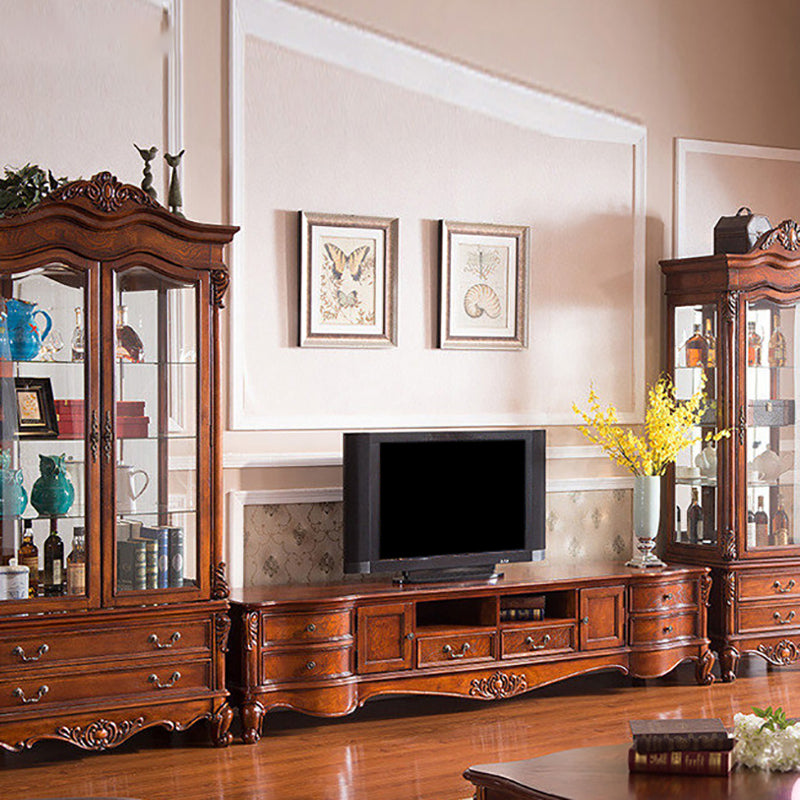Solid Wood TV Console Traditional Enclosed TV Cabinet with Glide Drawers Clearhalo 'furn' 'furn_tv_stands_entertainment_centers' 'Furniture' 'Living Room Furniture' 'TV Stands & Entertainment Centers' 'TV Stands & Media Storage Furniture' 'tv_stands_entertainment_centers' 5718890
