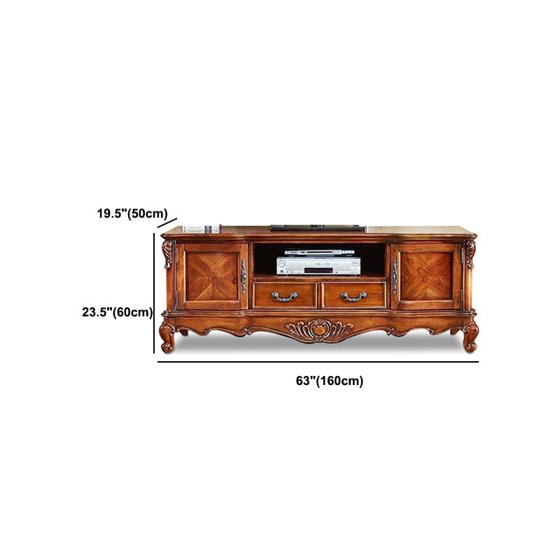 Solid Wood TV Console Traditional Enclosed TV Cabinet with Glide Drawers Clearhalo 'furn' 'furn_tv_stands_entertainment_centers' 'Furniture' 'Living Room Furniture' 'TV Stands & Entertainment Centers' 'TV Stands & Media Storage Furniture' 'tv_stands_entertainment_centers' 5718892