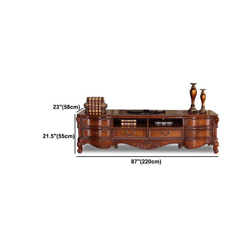 Solid Wood TV Console Traditional Enclosed TV Cabinet with Glide Drawers Clearhalo 'furn' 'furn_tv_stands_entertainment_centers' 'Furniture' 'Living Room Furniture' 'TV Stands & Entertainment Centers' 'TV Stands & Media Storage Furniture' 'tv_stands_entertainment_centers' 5718895