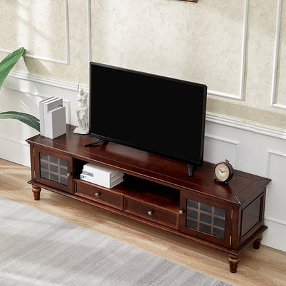 Console multimediale tradizionale Porta TV Console porta TV in legno massello con cassetti