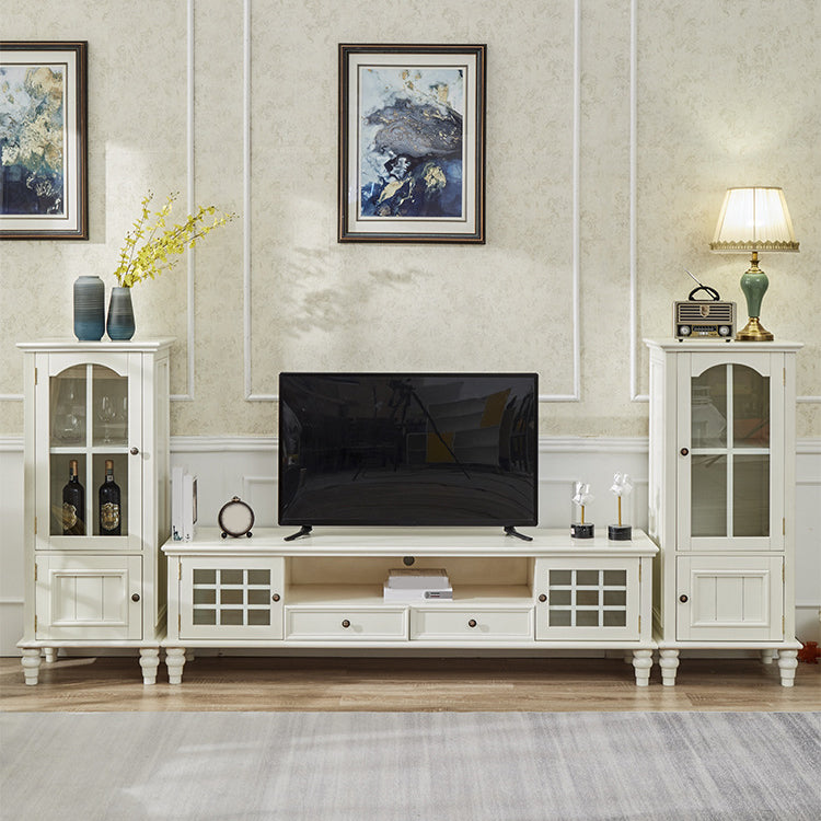 Console multimediale tradizionale Porta TV Console porta TV in legno massello con cassetti