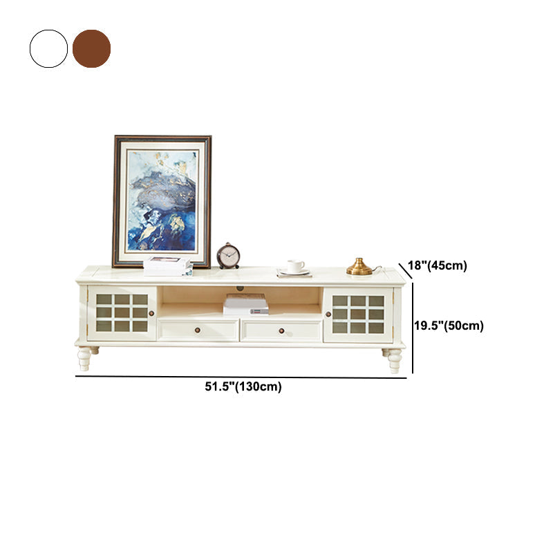 Console multimediale tradizionale Porta TV Console porta TV in legno massello con cassetti