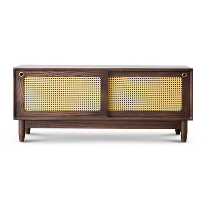 Traditional TV Media Stand Solid Wood 2 Doors TV Stand Console 47"L x 16"W x 20"H Brown Clearhalo 'furn' 'furn_tv_stands_entertainment_centers' 'Furniture' 'Living Room Furniture' 'TV Stands & Entertainment Centers' 'TV Stands & Media Storage Furniture' 'tv_stands_entertainment_centers' 5718970