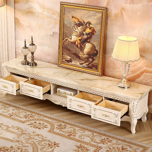 Console TV con supporto per tv con legno massiccio glam con scaffale con scaffale