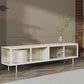 Industrial Glass and Metal TV Media Stand 4 Doors TV Stand Console Clearhalo 'furn' 'furn_tv_stands_entertainment_centers' 'Furniture' 'Living Room Furniture' 'TV Stands & Entertainment Centers' 'TV Stands & Media Storage Furniture' 'tv_stands_entertainment_centers' 5718995