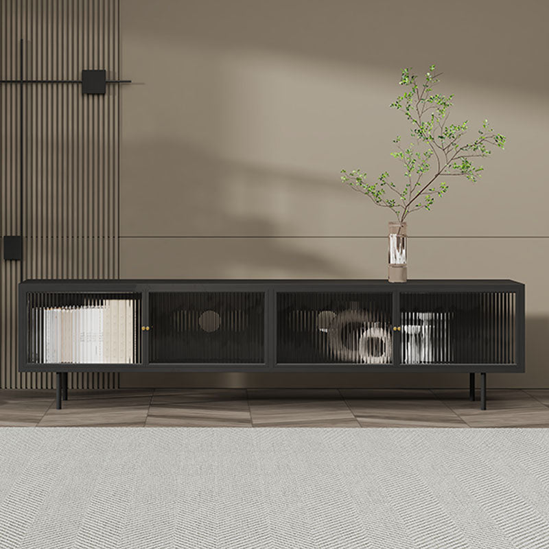 Industrial Glass and Metal TV Media Stand 4 Doors TV Stand Console Clearhalo 'furn' 'furn_tv_stands_entertainment_centers' 'Furniture' 'Living Room Furniture' 'TV Stands & Entertainment Centers' 'TV Stands & Media Storage Furniture' 'tv_stands_entertainment_centers' 5718998
