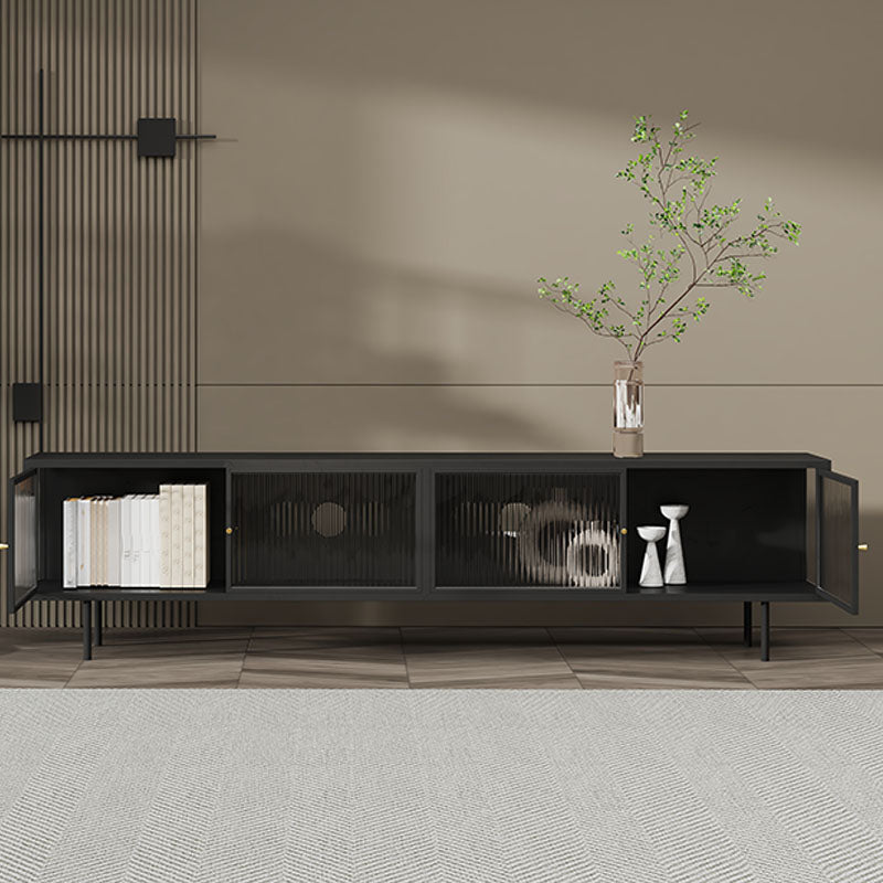 Industrial Glass and Metal TV Media Stand 4 Doors TV Stand Console Clearhalo 'furn' 'furn_tv_stands_entertainment_centers' 'Furniture' 'Living Room Furniture' 'TV Stands & Entertainment Centers' 'TV Stands & Media Storage Furniture' 'tv_stands_entertainment_centers' 5718999