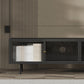 Industrial Glass and Metal TV Media Stand 4 Doors TV Stand Console Clearhalo 'furn' 'furn_tv_stands_entertainment_centers' 'Furniture' 'Living Room Furniture' 'TV Stands & Entertainment Centers' 'TV Stands & Media Storage Furniture' 'tv_stands_entertainment_centers' 5719002
