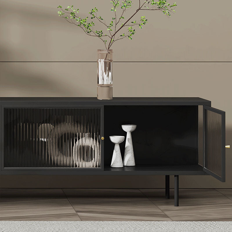 Industrial Glass and Metal TV Media Stand 4 Doors TV Stand Console Clearhalo 'furn' 'furn_tv_stands_entertainment_centers' 'Furniture' 'Living Room Furniture' 'TV Stands & Entertainment Centers' 'TV Stands & Media Storage Furniture' 'tv_stands_entertainment_centers' 5719003