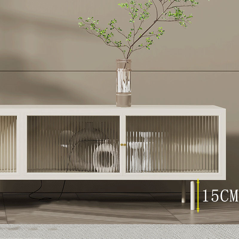 Industrial Glass and Metal TV Media Stand 4 Doors TV Stand Console Clearhalo 'furn' 'furn_tv_stands_entertainment_centers' 'Furniture' 'Living Room Furniture' 'TV Stands & Entertainment Centers' 'TV Stands & Media Storage Furniture' 'tv_stands_entertainment_centers' 5719004
