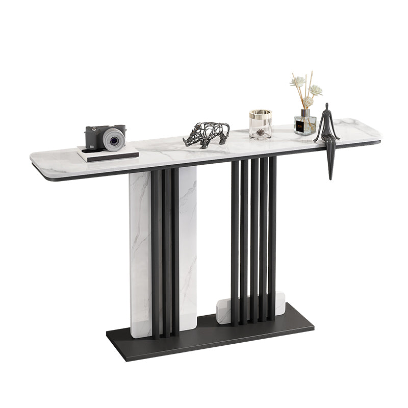 Contemporary Slate Sofa Table Scratch Resistant Stain Resistant Console Table White Clearhalo 'Console Tables' 'console_tables' 'Entry & Mudroom Furniture' 'furn' 'furn_console_tables' 'Furniture' 5719097