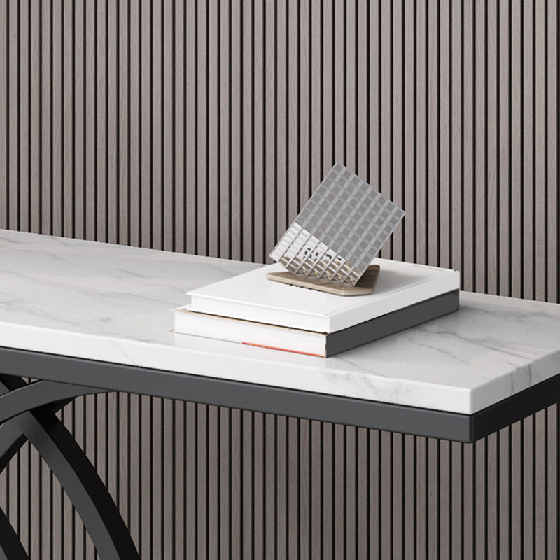 Glam Style Rectangle Console Table with Pedestal Base for Hall