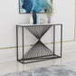 Rectangle Marble Top Accent Table with Iron Frame Base for Hall Black White Clearhalo 'Console Tables' 'console_tables' 'Entry & Mudroom Furniture' 'furn' 'furn_console_tables' 'Furniture' 5719136