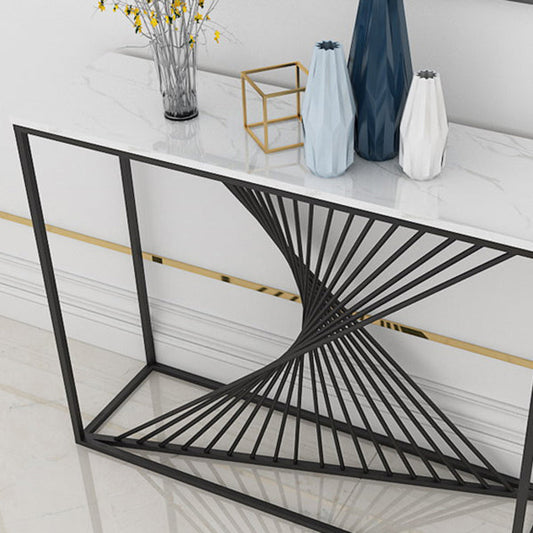 Rectangle Marble Top Accent Table with Iron Frame Base for Hall Clearhalo 'Console Tables' 'console_tables' 'Entry & Mudroom Furniture' 'furn' 'furn_console_tables' 'Furniture' 5719141