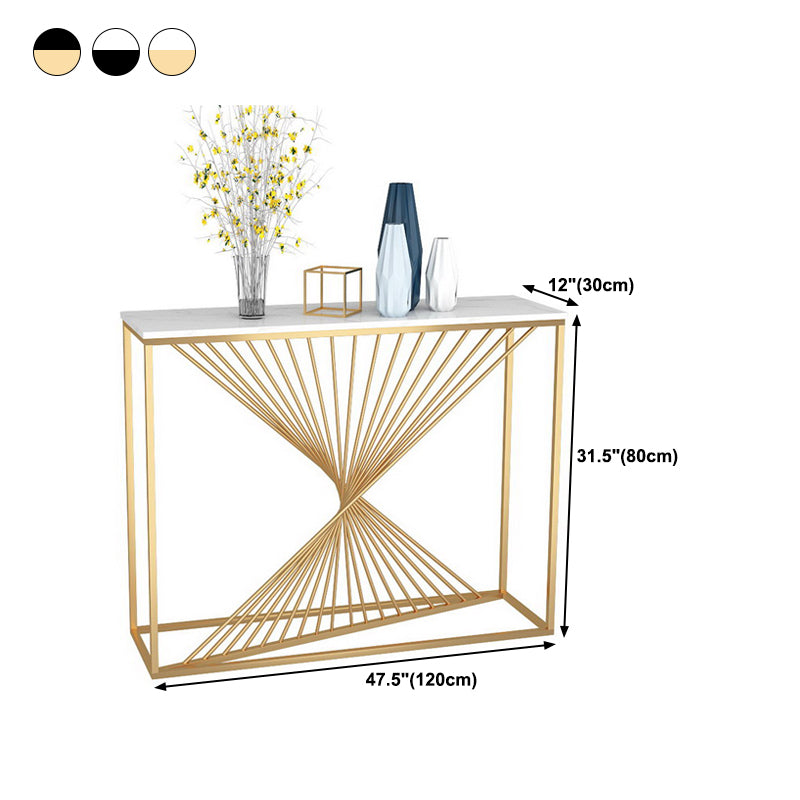 Rectangle Marble Top Accent Table with Iron Frame Base for Hall Clearhalo 'Console Tables' 'console_tables' 'Entry & Mudroom Furniture' 'furn' 'furn_console_tables' 'Furniture' 5719147