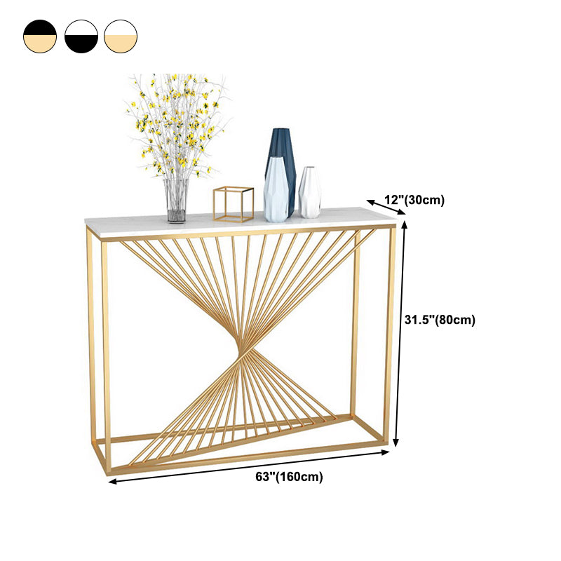 Rectangle Marble Top Accent Table with Iron Frame Base for Hall Clearhalo 'Console Tables' 'console_tables' 'Entry & Mudroom Furniture' 'furn' 'furn_console_tables' 'Furniture' 5719149