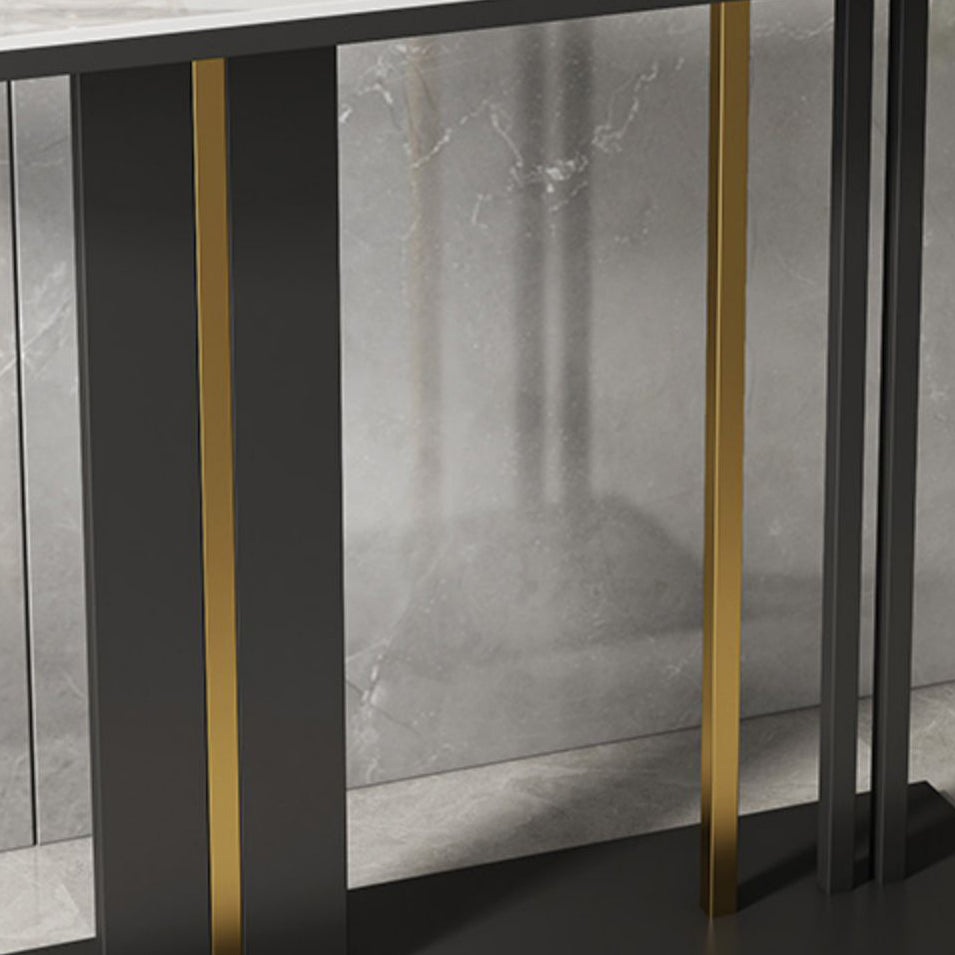 31.49" High Stone Console Table Iron Frame Scratch Resistan Accent Table Clearhalo 'Console Tables' 'console_tables' 'Entry & Mudroom Furniture' 'furn' 'furn_console_tables' 'Furniture' 5719185