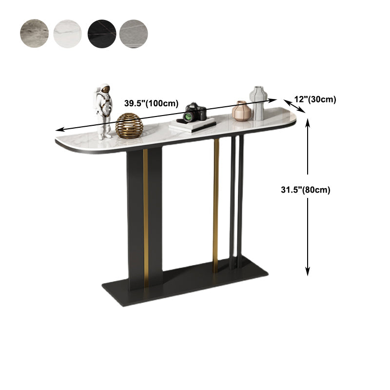 31.49" High Stone Console Table Iron Frame Scratch Resistan Accent Table Clearhalo 'Console Tables' 'console_tables' 'Entry & Mudroom Furniture' 'furn' 'furn_console_tables' 'Furniture' 5719191