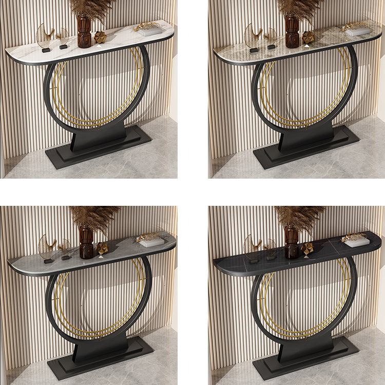 11.8" Wide Stone Console Table Scratch Resistan Console Table Ironcraft Frame Accent Table Clearhalo 'Console Tables' 'console_tables' 'Entry & Mudroom Furniture' 'furn' 'furn_console_tables' 'Furniture' 5719241
