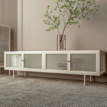 19.7" H Industrial 4-Door TV Stand Iron & Glass TV Stand Console 63"L x 14"W x 20"H White Clearhalo 'furn' 'furn_tv_stands_entertainment_centers' 'Furniture' 'Living Room Furniture' 'TV Stands & Entertainment Centers' 'TV Stands & Media Storage Furniture' 'tv_stands_entertainment_centers' 5719296