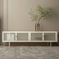 19.7" H Industrial 4-Door TV Stand Iron & Glass TV Stand Console Clearhalo 'furn' 'furn_tv_stands_entertainment_centers' 'Furniture' 'Living Room Furniture' 'TV Stands & Entertainment Centers' 'TV Stands & Media Storage Furniture' 'tv_stands_entertainment_centers' 5719298
