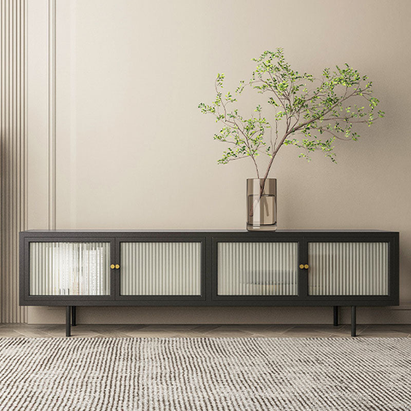 19.7" H Industrial 4-Door TV Stand Iron & Glass TV Stand Console Clearhalo 'furn' 'furn_tv_stands_entertainment_centers' 'Furniture' 'Living Room Furniture' 'TV Stands & Entertainment Centers' 'TV Stands & Media Storage Furniture' 'tv_stands_entertainment_centers' 5719299