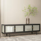 19.7" H Industrial 4-Door TV Stand Iron & Glass TV Stand Console Clearhalo 'furn' 'furn_tv_stands_entertainment_centers' 'Furniture' 'Living Room Furniture' 'TV Stands & Entertainment Centers' 'TV Stands & Media Storage Furniture' 'tv_stands_entertainment_centers' 5719300