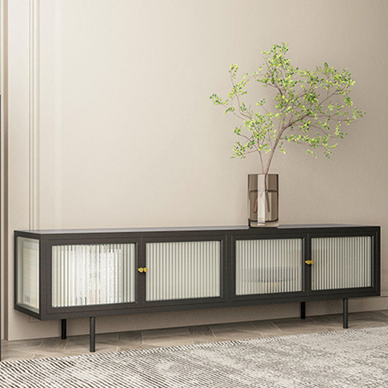 19.7" H Industrial 4-Door TV Stand Iron & Glass TV Stand Console Clearhalo 'furn' 'furn_tv_stands_entertainment_centers' 'Furniture' 'Living Room Furniture' 'TV Stands & Entertainment Centers' 'TV Stands & Media Storage Furniture' 'tv_stands_entertainment_centers' 5719300