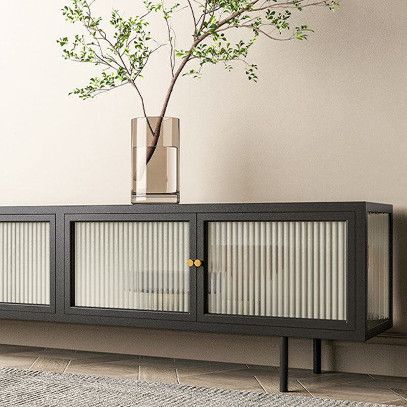 19.7" H Industrial 4-Door TV Stand Iron & Glass TV Stand Console Clearhalo 'furn' 'furn_tv_stands_entertainment_centers' 'Furniture' 'Living Room Furniture' 'TV Stands & Entertainment Centers' 'TV Stands & Media Storage Furniture' 'tv_stands_entertainment_centers' 5719302