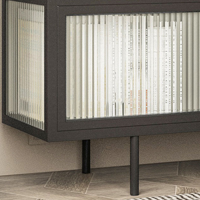 19.7" H Industrial 4-Door TV Stand Iron & Glass TV Stand Console Clearhalo 'furn' 'furn_tv_stands_entertainment_centers' 'Furniture' 'Living Room Furniture' 'TV Stands & Entertainment Centers' 'TV Stands & Media Storage Furniture' 'tv_stands_entertainment_centers' 5719303