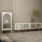 19.7" H Industrial 4-Door TV Stand Iron & Glass TV Stand Console Clearhalo 'furn' 'furn_tv_stands_entertainment_centers' 'Furniture' 'Living Room Furniture' 'TV Stands & Entertainment Centers' 'TV Stands & Media Storage Furniture' 'tv_stands_entertainment_centers' 5719305