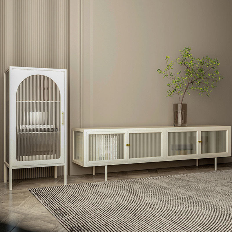 19.7" H Industrial 4-Door TV Stand Iron & Glass TV Stand Console Clearhalo 'furn' 'furn_tv_stands_entertainment_centers' 'Furniture' 'Living Room Furniture' 'TV Stands & Entertainment Centers' 'TV Stands & Media Storage Furniture' 'tv_stands_entertainment_centers' 5719305