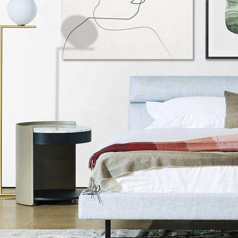 Mesa de noche moderna de la tapa de mármol redonda, 19.3 "W x 20.5" H