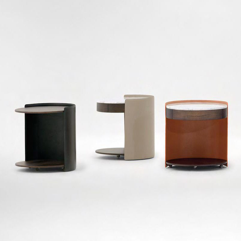 Mesa de noche moderna de la tapa de mármol redonda, 19.3 "W x 20.5" H