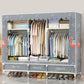 Modern Style Wardrobe Armoire Steel Frame Home Wardrobe with Drawers
