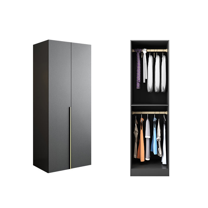 Black Storage Cabinet with Garment Rod Modern Manufactured Wood Cabinet for Bedroom
