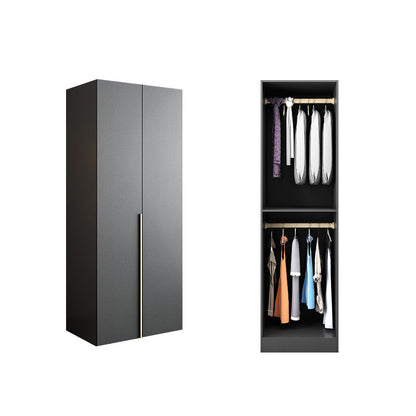 Black Storage Cabinet with Garment Rod Modern Manufactured Wood Cabinet for Bedroom