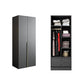 Black Storage Cabinet with Garment Rod Modern Manufactured Wood Cabinet for Bedroom