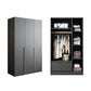 Black Storage Cabinet with Garment Rod Modern Manufactured Wood Cabinet for Bedroom