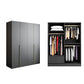 Black Storage Cabinet with Garment Rod Modern Manufactured Wood Cabinet for Bedroom